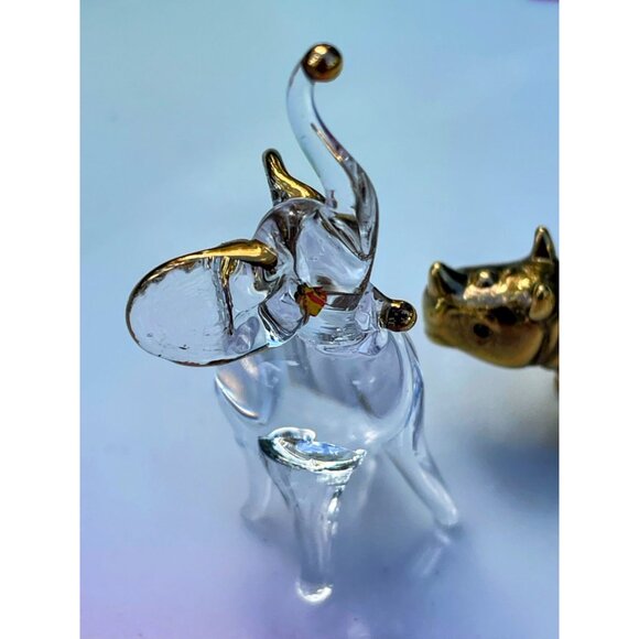 Vintage 1970s Lot 3 Miniature blown glass animals Duck, elephant, Rhino - Picture 7 of 8